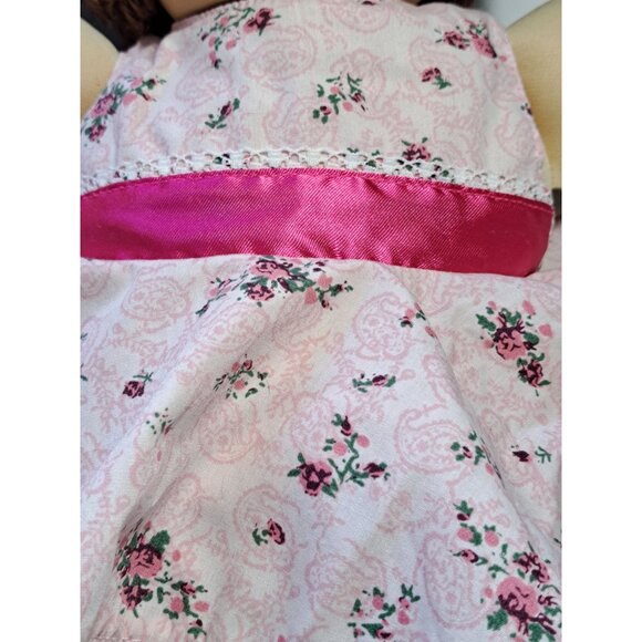 Vintage Cabbage Patch Kids Doll With Pink Floral Dress 1985 Brown Hair Collect - Picture 4 of 12